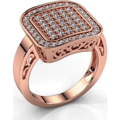 Huitan Rose Gold-Rings Micro Paved Punk Women Accessories Newest Cocktail Party Jewelry Yiwu Factory Selling Rings Dropshipping