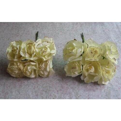 3CM handmade artificial mulberry paper glitter roses bouquet diy craft scrapbooking accessories&decoration for hair garland&box
