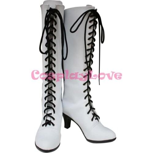 Custom Made White Angela Cosplay Shoes Boots From Black Butler Kuroshitsuji Cosplay For Halloween Christmas CosplayLove