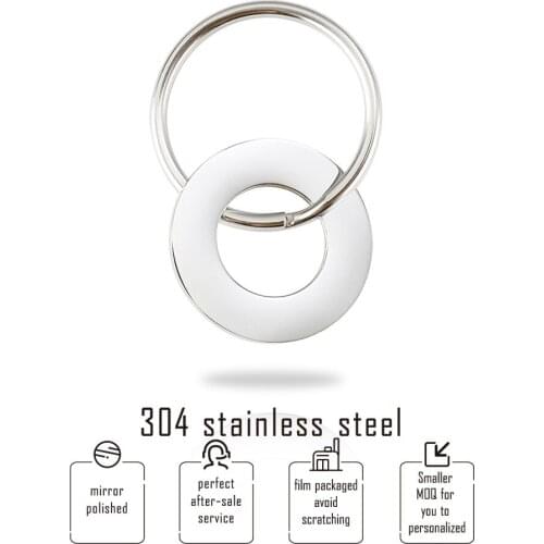 22mm Round Circle Key Chain Stainless Steel Findings Blank Pendant Key Holder DIY Jewelry Accessories Wholesale 20pcs