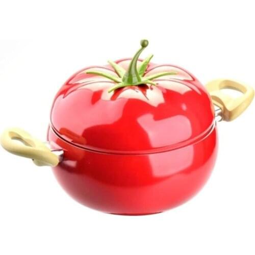 20cm Kitchen Soup Pot Fruit Pan Non-stick Aluminum Sauce Pan Boiler Tomato Shape No Fumes Household Cooking Tools Kitchenware