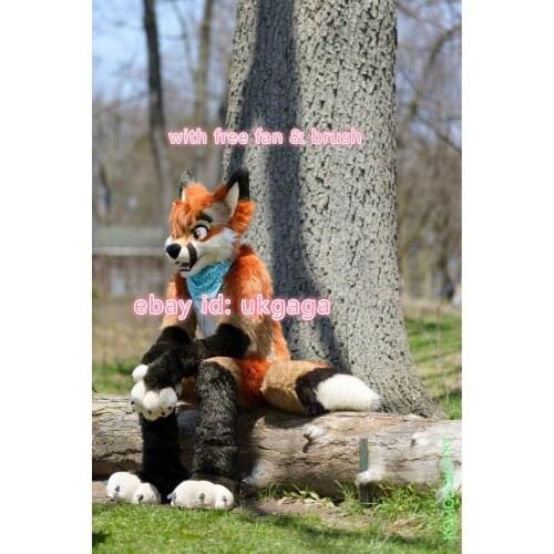 Best Quality on Ali Birthday Party Brown Wolf Dog Fursuit Complete Costume Furry Suit Cosplay Fancy Dress Christmas Adult Size