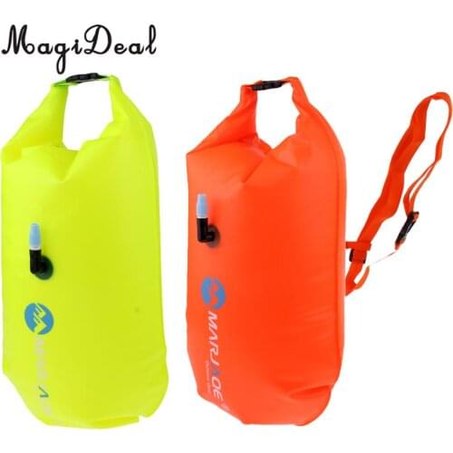 MagiDeal 2 Pcs High Visibility Inflatable Open Water Swimming Tow Float Dry Bag for Swimmers, Triathletes and Snorkelers