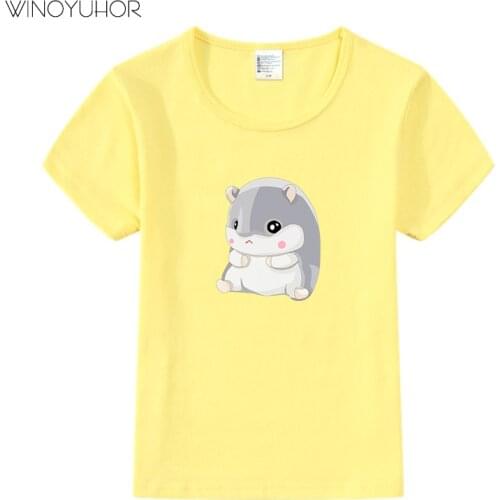 Cute Hamster Baby Clothing Lovely Cartoon Print Kids Baby Boy Tops Funny Short Sleeve T-Shirt Children Summer Tee