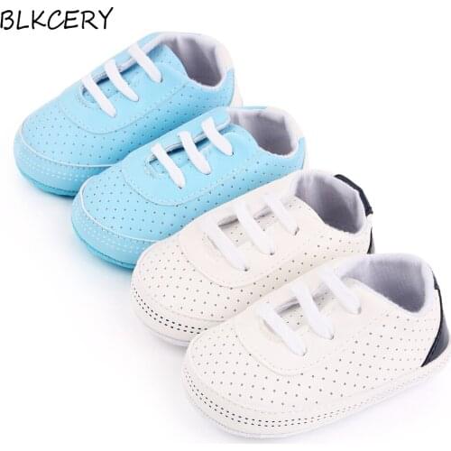 Fashion Baby Shoes Newborn Boys Loafers Girls First Walkers Kids Toddlers Lace Up PU Leather Soft Soles Sneakers 0-18 Months