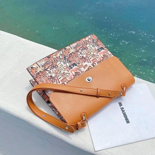 Fashion Pattern Large Capacity Shoulder Bag Women Trend Stitching Color Crossbody Bag Female Handbag and Purse Ladies Briefcase