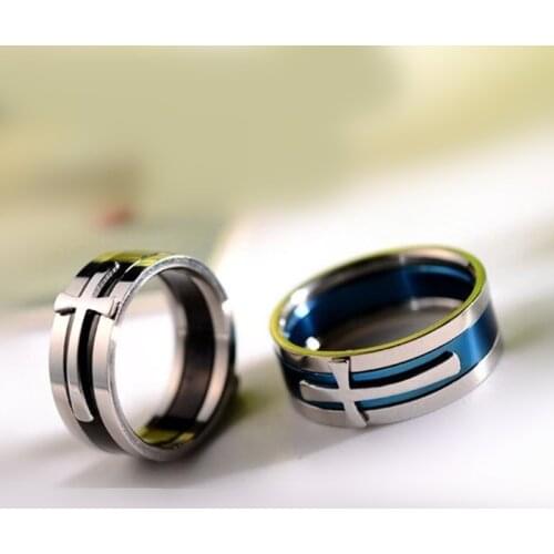 MOREDEAR 316L Stainless Steel Rings Casual Party Ring 8mm Cross Ring for Men 3 in 1