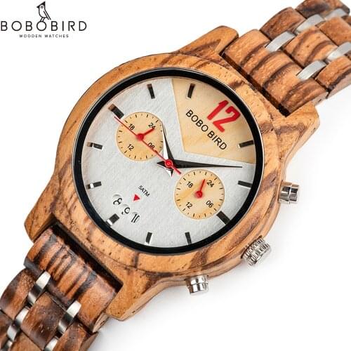 Fathers Day BOBOBIRD Men Wood Watch Fashion Casual Design relogio masculino Lovers Wooden Quartz Wrist Gift C-S15 Dropship