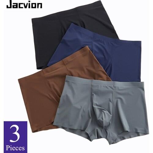 3 Pieces/Pack Underwear Men Boxer Seamless Ice Silk Thin Breathable Cool Shorts Big Size Mens Underwear Boxer for Male