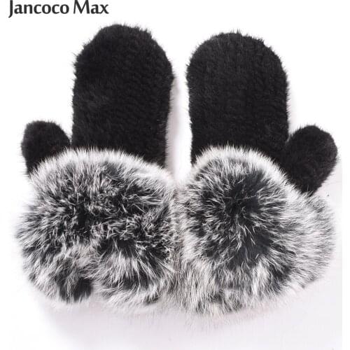 Jancoco Max New Arrival Real Mink Fur Gloves Winter Warm Genuine Fox Fur Mittens Women Fur Glove S7750