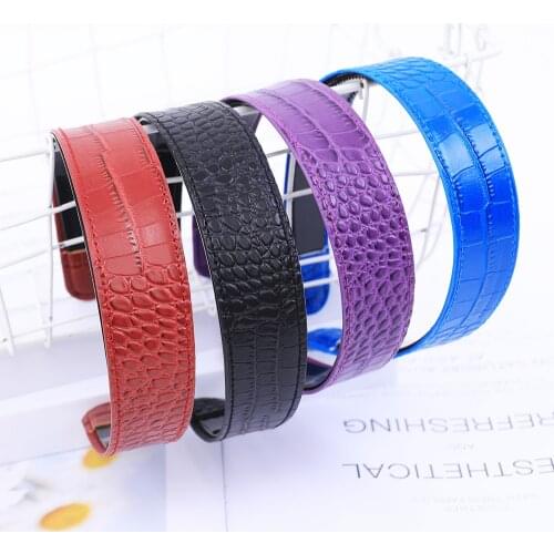 Solid Color Serpentine Leather Hairbands Elastic Stripe Girls Headbands Non-slip Hair Hoops Wide Women Fashion Hair Accessories
