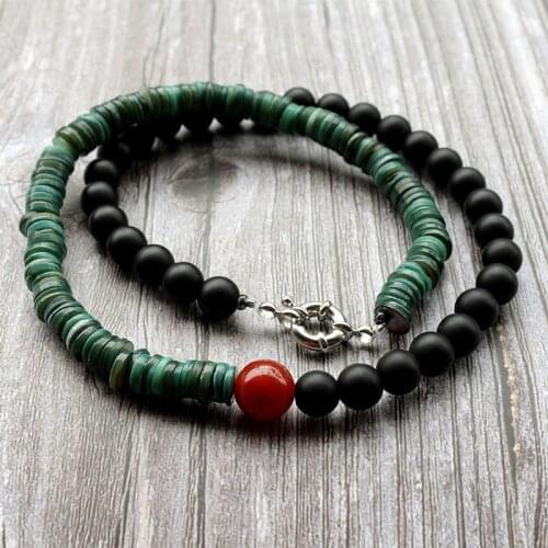 Choker Necklace Stone Beads & green shell Necklace Simple Collar Necklace Dropshipping Jewelry