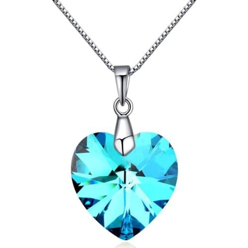 New Brand Heart Pendant Necklace Crystals From Swarovski Thin Box Chain Necklace For Women Christmas Gift