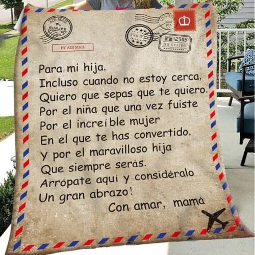 Spanish Letters Blanket To My Daughter Son In Spanish Warm Cozy Letter Throw Blanket For Bed Sofa Couch Birthday Gift