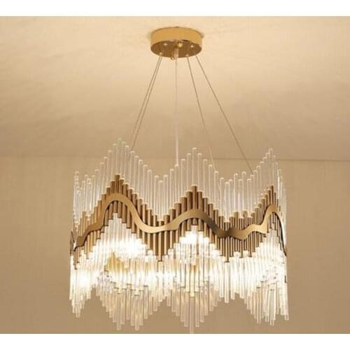 Postmodern crystal chandeliers creative personality art golden iron living room dining room bedroom study model room lamps led