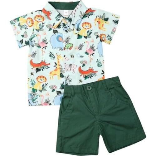 PUDCOCO Toddler Newborn Kids Baby Boys Summer Clothes Print Short Sleeve T-shirt Tops+Short Pants 2Pcs Outfits Sets 1-5Y