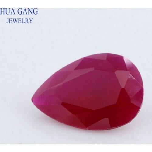 Size 2x3~13x18mm Pear Cut 5# Red Stone Matte Bottom Synthetic Corundum Gems Stone For jewelry Wholesale Free Shipping
