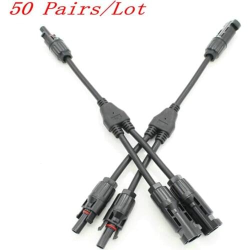 50 Pairs 2 branch Y type solar Connector Y Type Connector Male to Female Parallel Connector DIY Solar Kits System