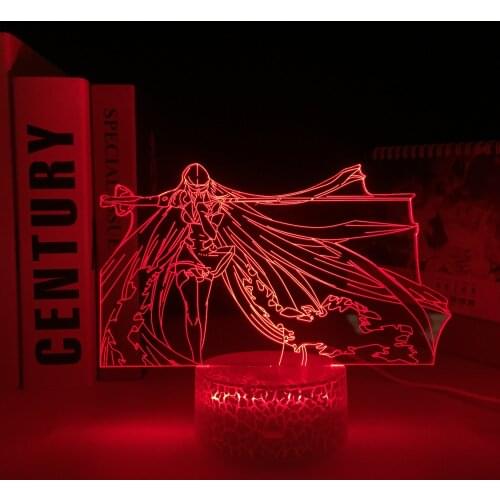 Anime Akame Ga Kill Esdeath 3D LED White Base Night Light Lamp for Manga Child Birthday Gift Bedroom Deco Light Acrylic 3D Light