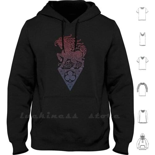 Sleipnir Hoodie Long Sleeve Sleipnir Steed Horse Animal Animals Odin Odins Steed Norse Norse Mythology Vikings