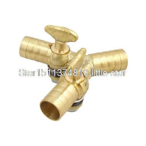Three Way Dual Outlet Y Shape Gold Tone Gas Control Valve
