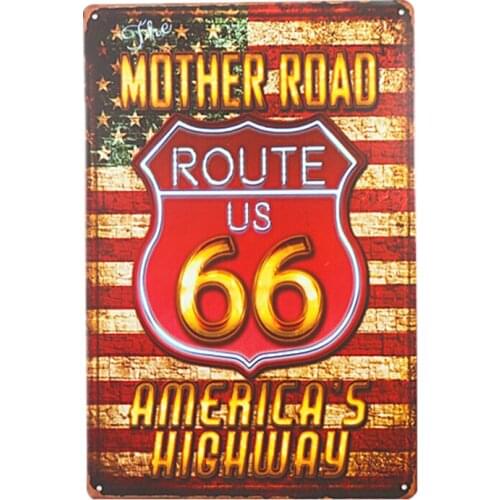 Vintage Tin signs Route 66 wall sticker home decor House Office Garage iron Paintings
