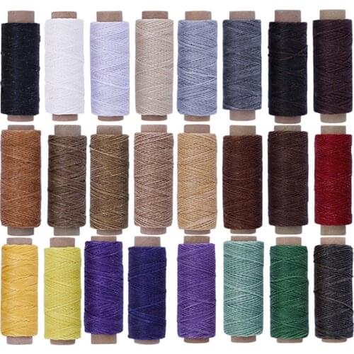 LMDZ 24Color/Set 50m 150D Leather Sewing Waxed Thread Flat Waxed Sewing Thread Wax line Stitching Thread for Leather Craft DIY