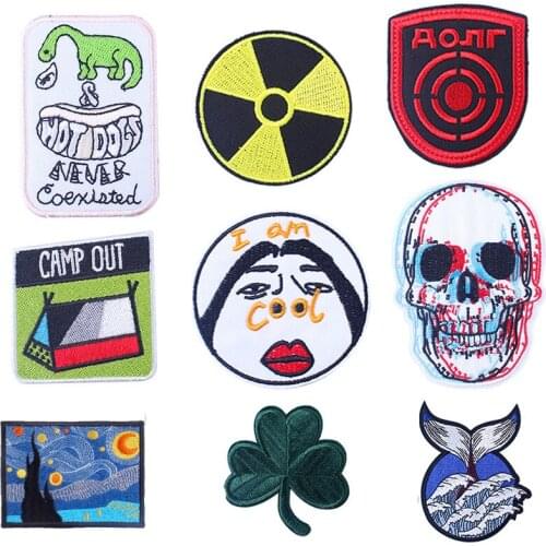 Pulaqi Punk Stripes Patches For Clothing DIY Ironing Patch Embroidered Stickers Badge Applique Apparel Decor DIY Rock Patches