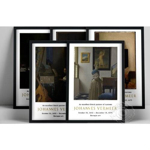 Johannes Vermeer Exhibition Poster, Sleeping Girl Lady Seated At A Virginal Wall Stickers, Vermeer Female Figure Portrait Print