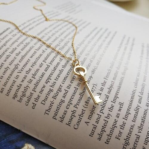 XIHA Real 925 Sterling Silver Key Pendant Necklace for Women Korean Fashion Gold Jewelry Dropshipping Center