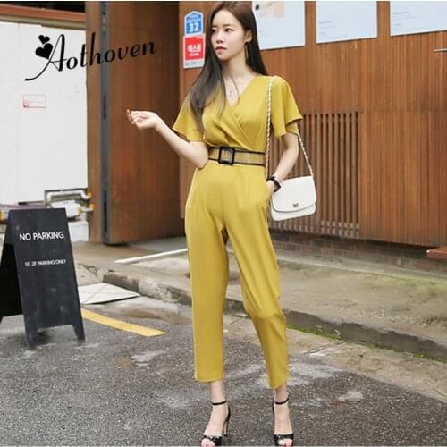 2018 Women V Neck Playsuit Party Ladies Romper Short Sleeve Ankle-length Jumpsuits Sexy Bodycon Party Jumpsuit Romper Trousers