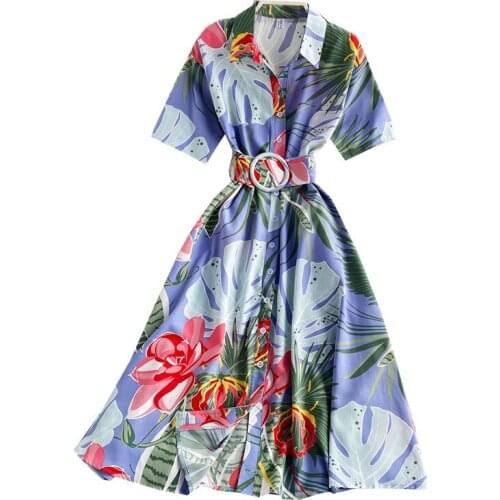 2021 summer Fashion V Neck printing Bohemia Dress French retro Short sleeve Elegant Temperament Bali Short Slim waist Dresses