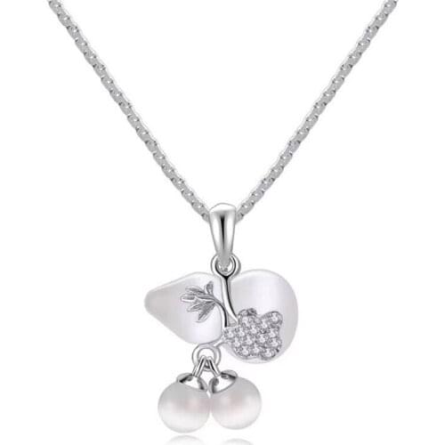 Luxury Female Moonstone Gourd Pendant Necklace Charm Sterling Silver Chain Necklaces For Women Dainty Crystal Wedding Necklace