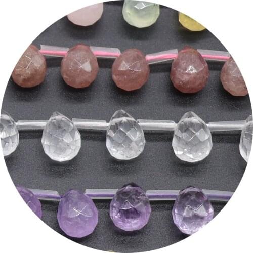 10*14mm Natural Stone Pink Crystal Drop-shaped Faceted Loose Beads Beaded for Women Jewelry Making DIY Bracelet Necklace Parts