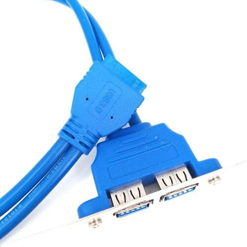 10PCS Computer Extender Cable USB 3.0 Back Panel Expansion Bracket To 20-Pin Header Cable (2-Port) Pc Cables