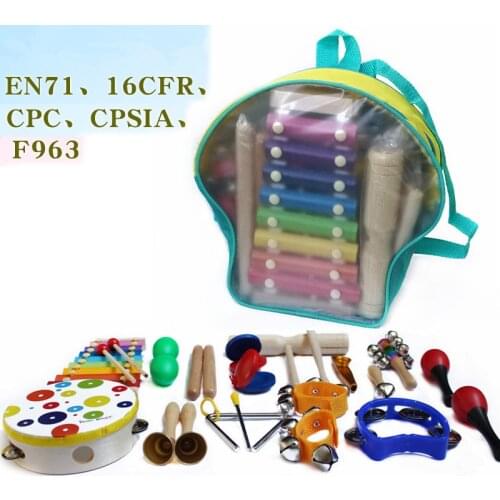 19Pcs Musical Instruments Set Hand Drum Knock Piano Children Early Childhood Music Percussion Toy Kindergarten Teaching Aid