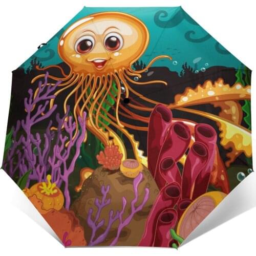 Automatic Umbrella Octopus three-fold umbrella women men rain umbrella