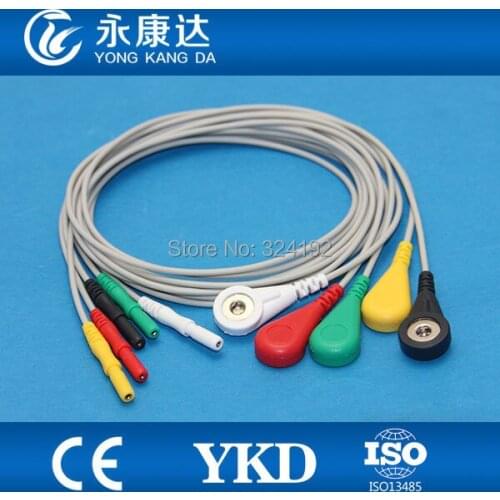 DIN Snap Shielded ECG Trunk Cable with 5ld patient cable ,IEC,Snap for Biosys/Datascope/Nihon Kohden/Colin/CSI