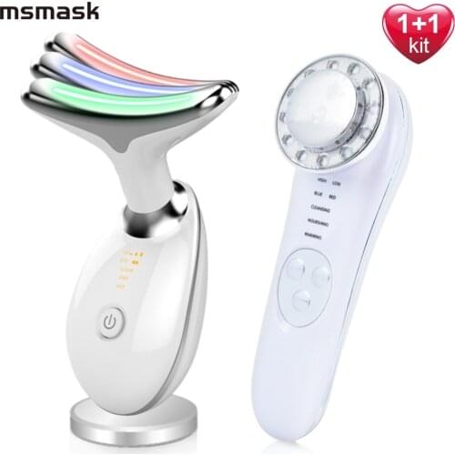 EMS Neck Massager + Radio Frequency Beauty Device Skin Rejuvenation Machine LED Photon Remove Wrinkles Skin Care Face Massager