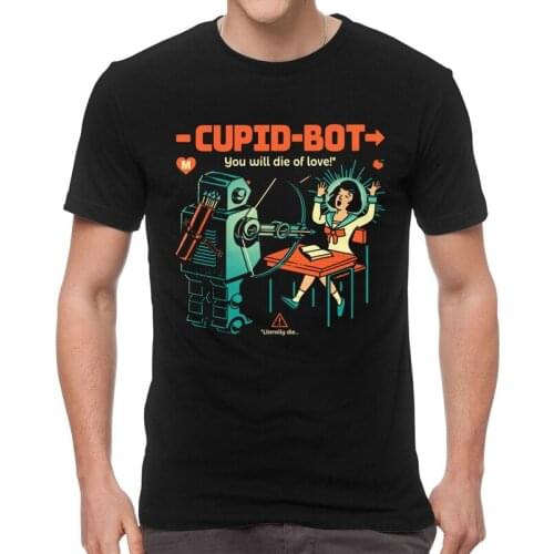 Vintage Cupid Bot T Shirts Men Short Sleeve Cotton T-shirt Retro Sci-Fi Robot of Love Tee Tops Harajuku Tshirt Gift Idea