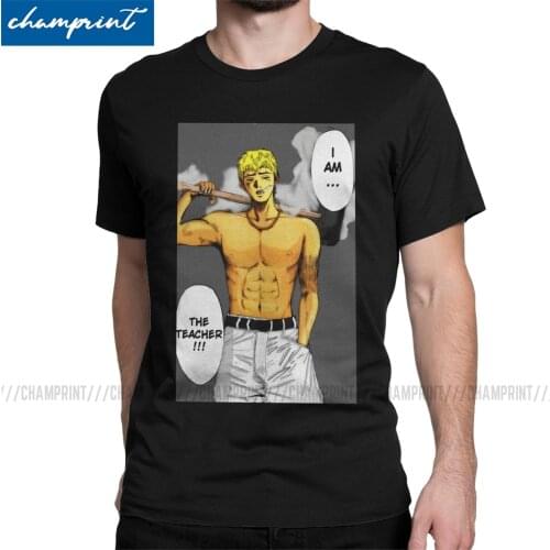 GTO T Shirts Men Pure Cotton Vintage T-Shirt Crew Neck Great Teacher Onizuka Japan Manga Tee Shirt Short Sleeve Clothing Printed