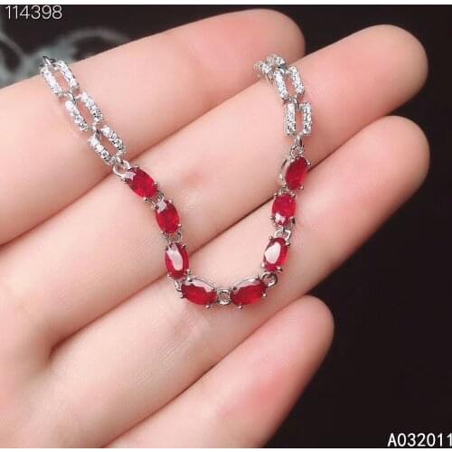 KJJEAXCMY Fine Jewelry 925 Sterling Silver inlaid gemstone ruby noble women hand bracelet support test hot selling