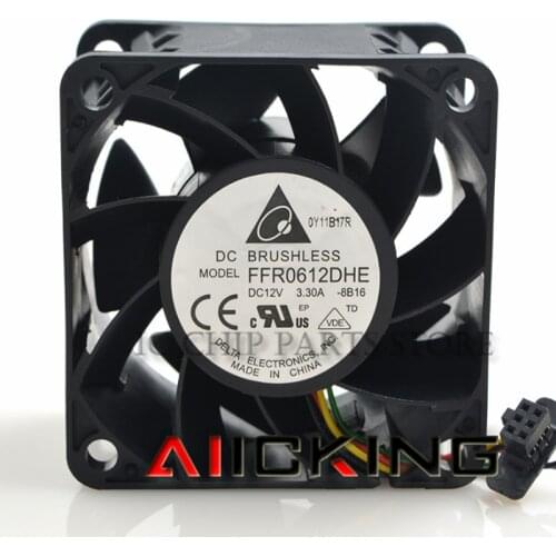 DELTA 6cm FFR0612DHE, DC 12V 3.30A, 60x60x38mm 40mm 4-wire 6-pin connector Server Square fan IN STOCK