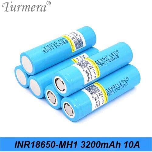 Turmera 18650 Lithium Batteries 18650 MH1 3500mAh Battery 10A for 12V 16.8V 18V 21V 25V Drill Screwdriver Battery and E-bike Use