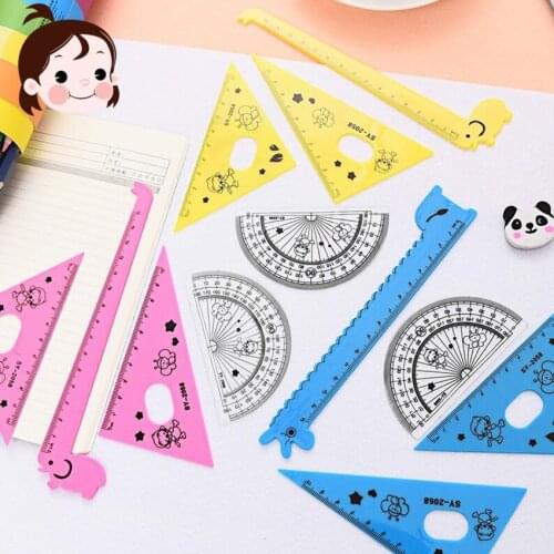 4pcs/set New Arrival ! Kawaii Ruler Set School Supplies Animal Cute School Tools Stationary Creative Cartoon Students Shape
