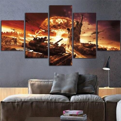 Modular Art 2017 Cheap Countries Warfare 5pcs Canvas Art Painting HD Cuadros Decoracion Wall Home Decor For Living Room Unframed