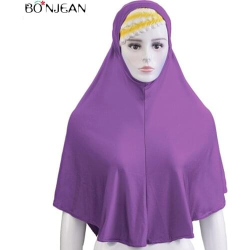 BONJEAN Muslim Long Hijab Hair Scarf Cotton Women High Quality Scarves Spring Summer White Black Solid Color Bandana Women 2019