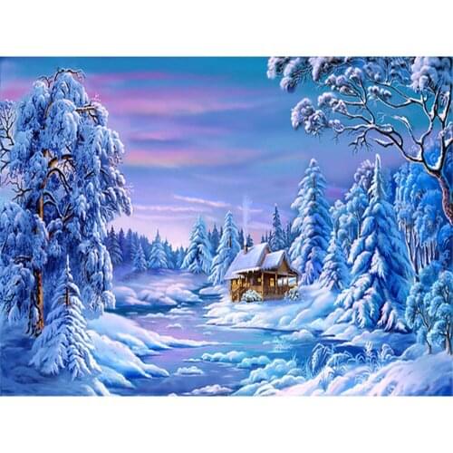 Landscape House Winter Snow Scenery DIY Embroidery Cross Stitch 11CT Kits Craft Needlework Set Printed Canvas Cotton Room