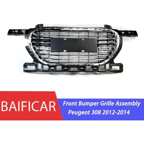 Baificar Brand New Front Bumper Vent Middle Grille Assembly With Chrome Bright Strip For Peugeot 308 2012-2014