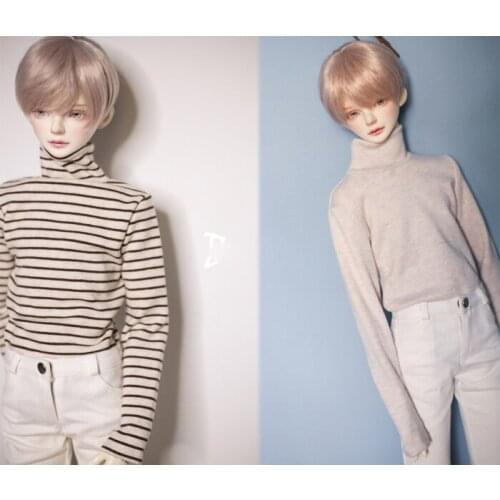 D01-P524 Doll handmade clothes 1/4 MSD SSDF SD doll Accessories Light color stripe small high collar wild bottoming shirt 1pcs